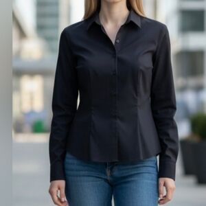 Elegant Women's Black Button Down Shirt